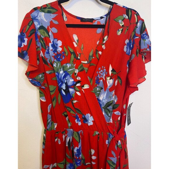 NEW SCOBE Floral Print Faux Wrap Maxi Dress Flutter  Short Sleeve Vneck Size 3X - Picture 2 of 4